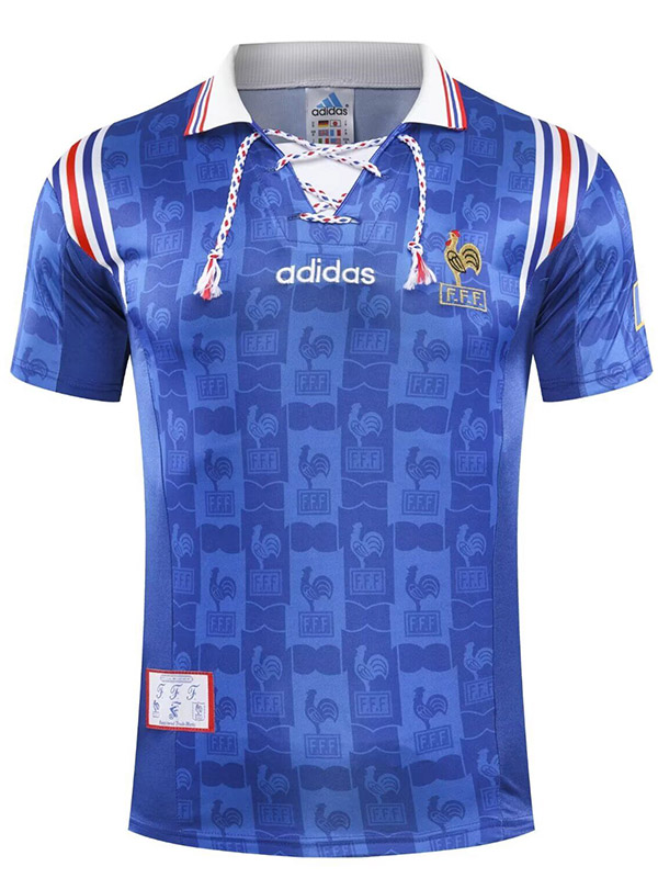France domicile rétro maillot vintage uniforme de football hommes premier sportswear football kit haut chemise 1996